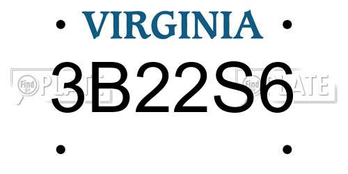 3B22S6 Virginia License Plate