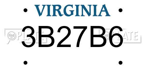 3B27B6 Virginia License Plate