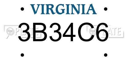 3B34C6 Virginia License Plate