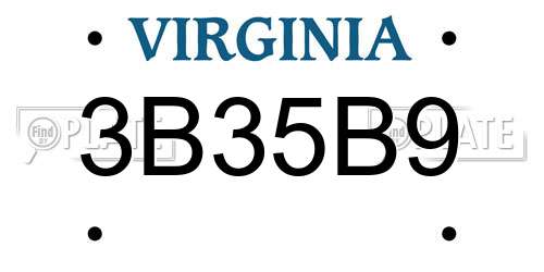 3B35B9 Virginia License Plate
