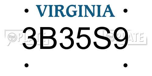 3B35S9 Virginia License Plate