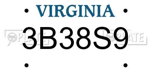 3B38S9 Virginia License Plate