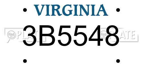 3B5548 Virginia License Plate