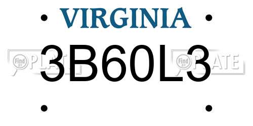 3B60L3 Virginia License Plate