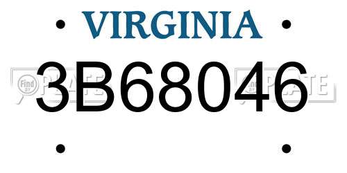 3B68046 Virginia License Plate