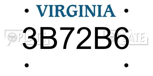 3B72B6 Virginia License Plate