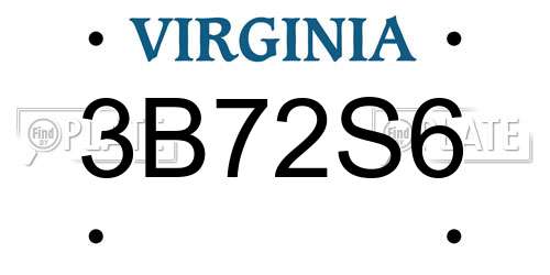 3B72S6 Virginia License Plate