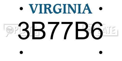 3B77B6 Virginia License Plate