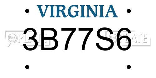 3B77S6 Virginia License Plate