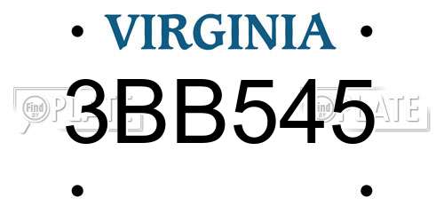 3BB545 Virginia License Plate