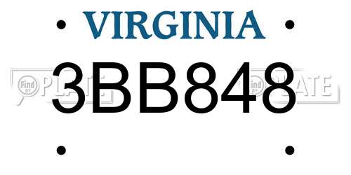 3BB848 Virginia License Plate