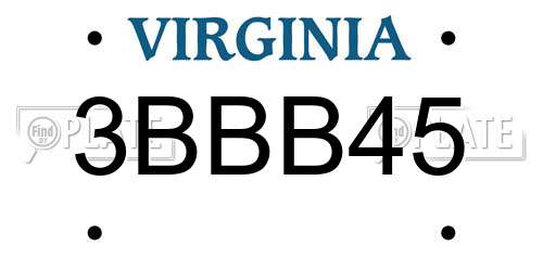 3BBB45 Virginia License Plate