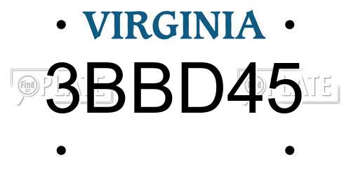 3BBD45 Virginia License Plate