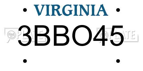 3BBO45 Virginia License Plate