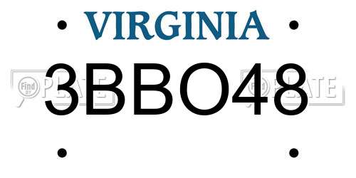 3BBO48 Virginia License Plate