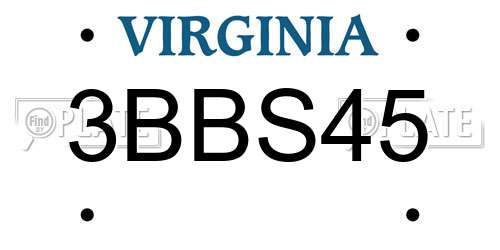 3BBS45 Virginia License Plate