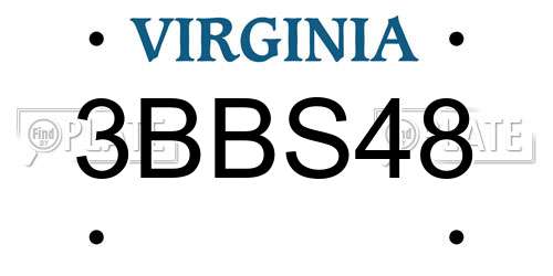 3BBS48 Virginia License Plate