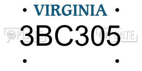 3BC305 Virginia License Plate