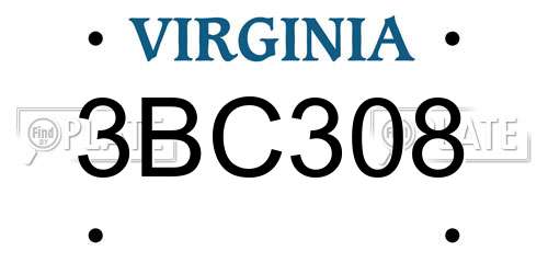 3BC308 Virginia License Plate