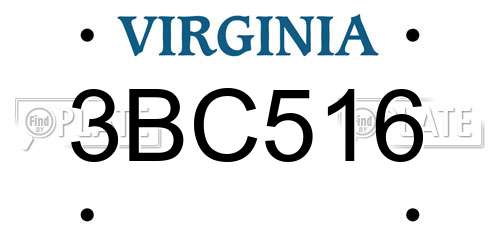 3BC516 Virginia License Plate