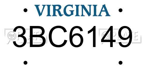 3BC6149 Virginia License Plate