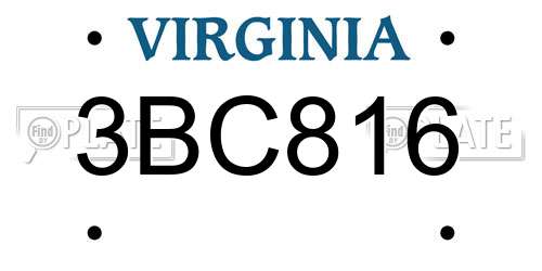 3BC816 Virginia License Plate
