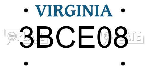 3BCE08 Virginia License Plate