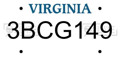 3BCG149 Virginia License Plate