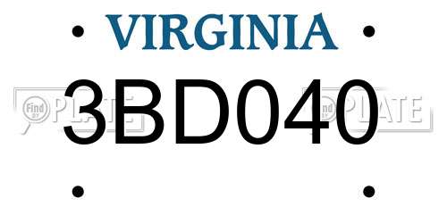3BD040 Virginia License Plate