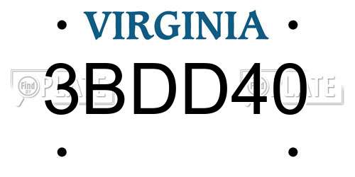 3BDD40 Virginia License Plate