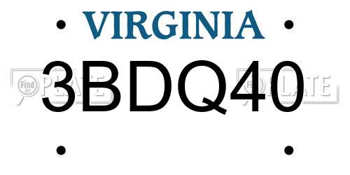 3BDQ40 Virginia License Plate