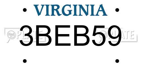 3BEB59 Virginia License Plate