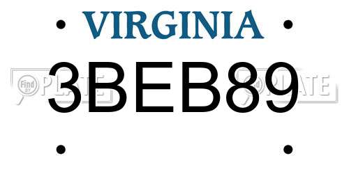 3BEB89 Virginia License Plate