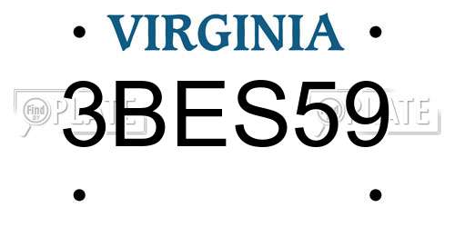 3BES59 Virginia License Plate
