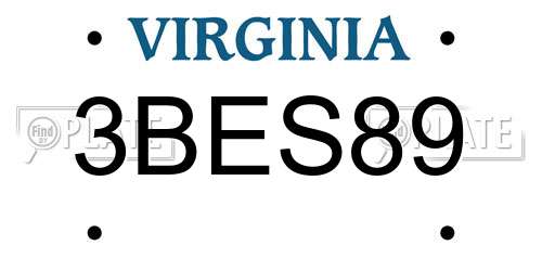 3BES89 Virginia License Plate