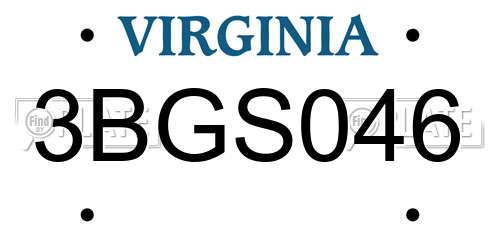 3BGS046 Virginia License Plate