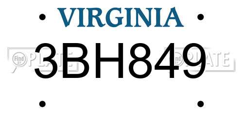 3BH849 Virginia License Plate