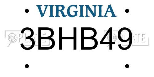 3BHB49 Virginia License Plate