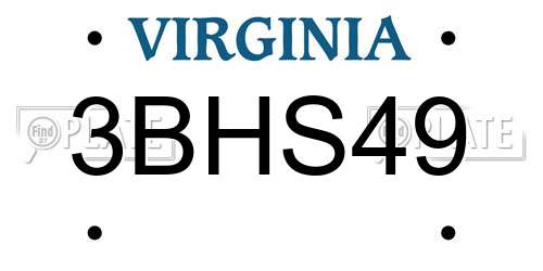 3BHS49 Virginia License Plate