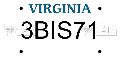 3BIS71 Virginia License Plate