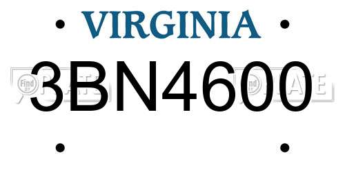 3BN4600 Virginia License Plate