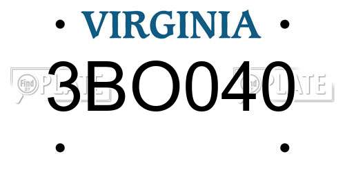 3BO040 Virginia License Plate