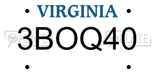 3BOQ40 Virginia License Plate