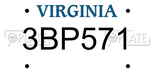 3BP571 Virginia License Plate