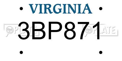 3BP871 Virginia License Plate