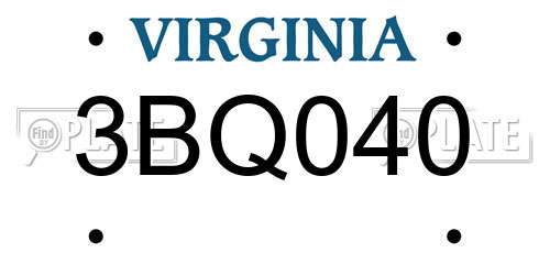 3BQ040 Virginia License Plate
