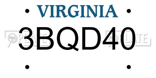3BQD40 Virginia License Plate
