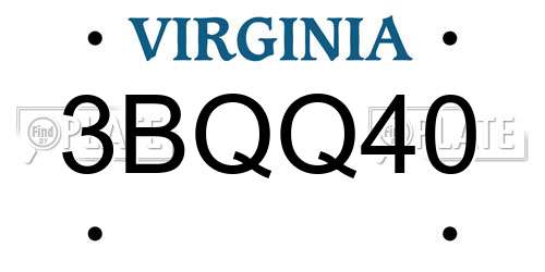 3BQQ40 Virginia License Plate