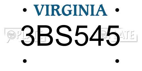 3BS545 Virginia License Plate