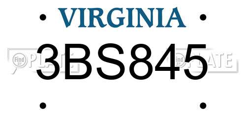 3BS845 Virginia License Plate
